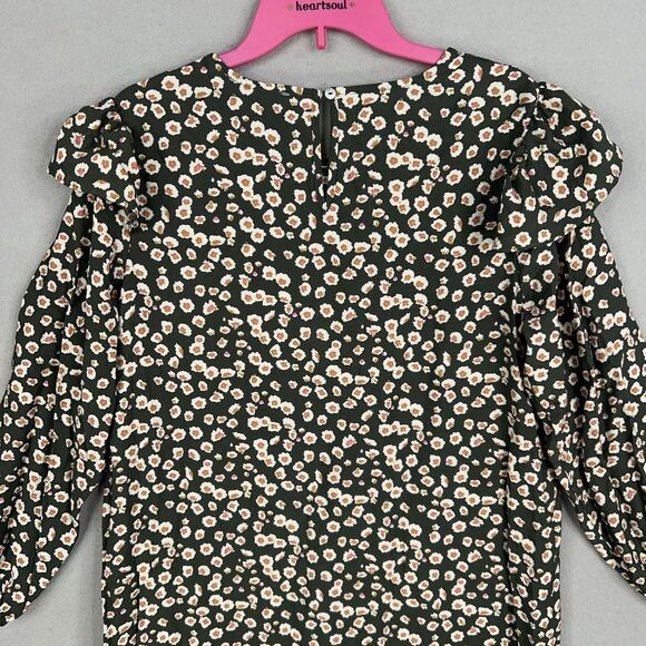 Michelle McDowell Dress Womens Large Green Ditsy Floral Ruffle Boho Cottage Fem - Picture 7 of 13